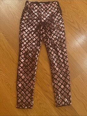 Lovers + Friends Rose Gold Sequin Lattice Pants